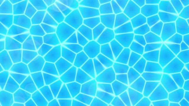 Seamless Loop of Blue Abstract Water Caustics or Voronoi Cellular Network Background
