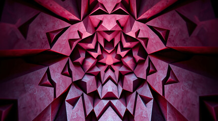 Abstract Symmetrical Sci-Fi Geometric Texture with Hand-Painted Bold Shapes and Magenta Pink Color Gradient for Futuristic Game Environment Design and Modern Graphic Background
