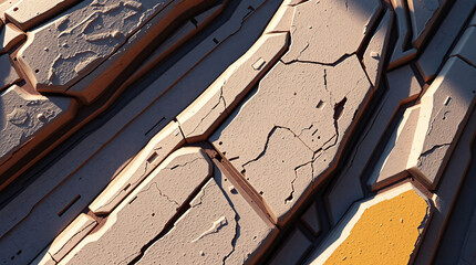 Stylized Sci-Fi Industrial Metal Panel Texture with Weathered Cracks and Yellow Accents for Futuristic Game Environment Design