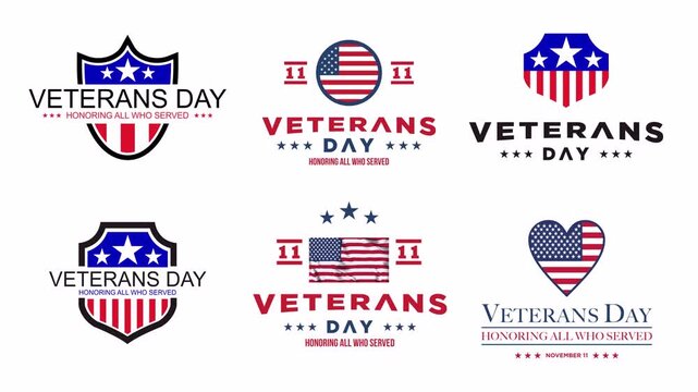 Set Veterans Day, Honoring all who have served the United States, American flag with a transparent background