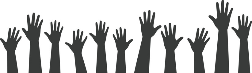 Obraz premium Raised Hands Silhouette Banner illustration