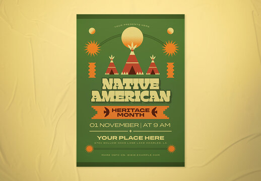 Green Quirky Illustration American Heritage Month Flyer