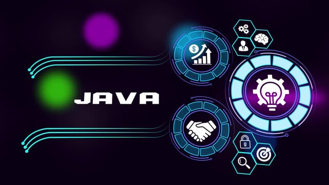 Java programming software development and enterprise application concept. Business, Technology, Internet and network concept.