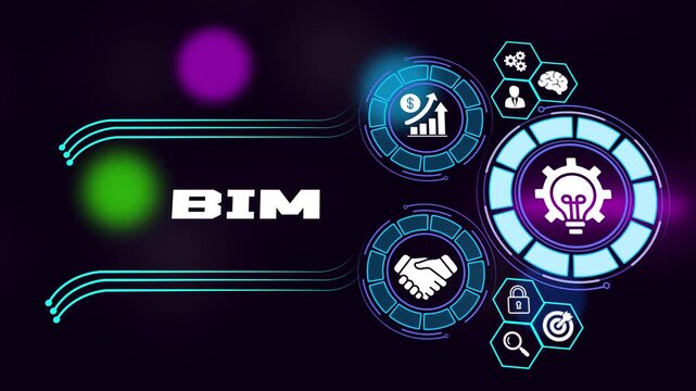 Building information modeling digital construction planning and engineering concept. Business, Technology, Internet and network concept.
