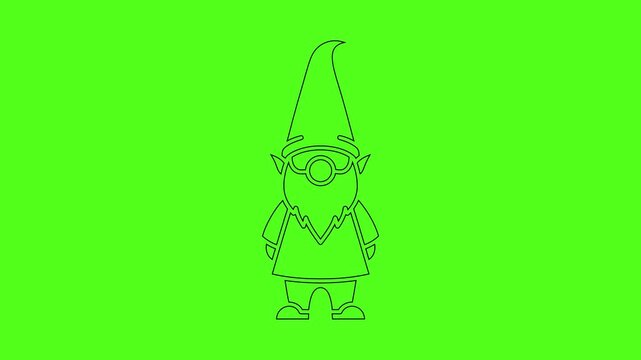 Christmas Gnome Tomte Nisse Vector Line Art Icon Animation