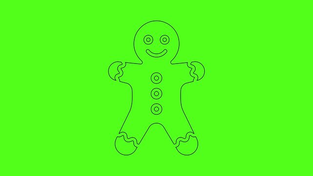 Gingerbread Man Cookie Christmas Sweet Icon Animation Green Screen