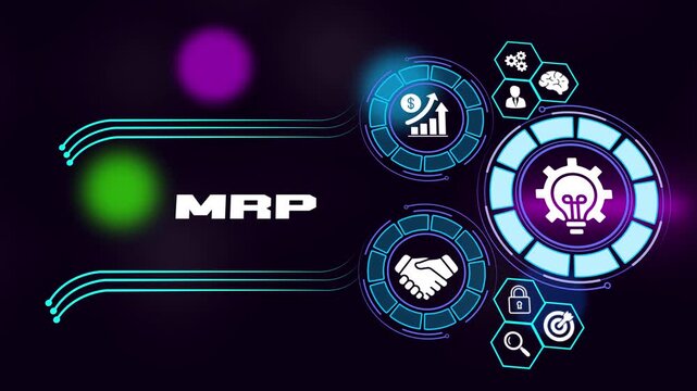 Material requirements planning production management and inventory control concept. Business, Technology, Internet and network concept.
