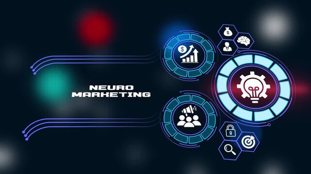 Neuro marketing consumer behavior analysis and brain based advertising strategy concept. Business, Technology, Internet and network concept.