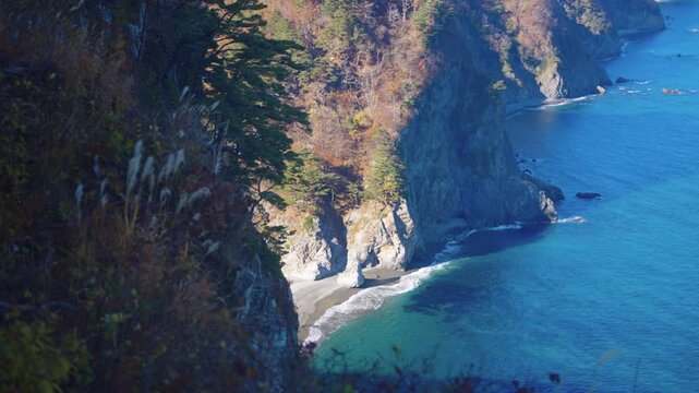 Breathtaking Cliffs along Michinoku Coastal Trail, Iwate Prefecture Japan