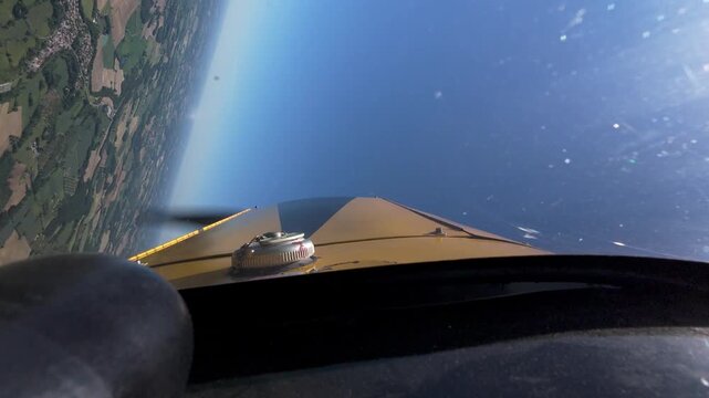 Cockpit view of Barrel roll in a Cap10 Airplane