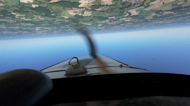 Cockpit view of Aerobatic inverted Flight in a Cap10 Airplane