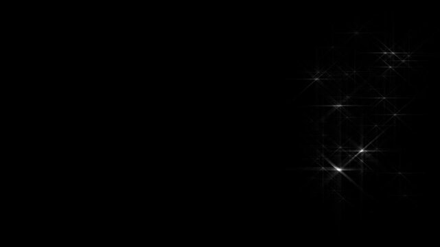 Twinkle Sparkling Stars Shine Animation On Black Screen. Vector, Doodles Style Stars Blinking Effects Abstract Loop Center Glow Blue Beautiful Star Optical Flare Shine Light Ra