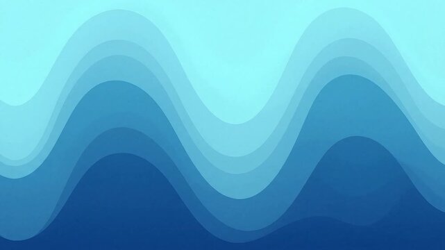 Seamless loop abstract gradient video illustration with liquid-like vector shapes. Deep ocean blue gently blending into luminous light cyan