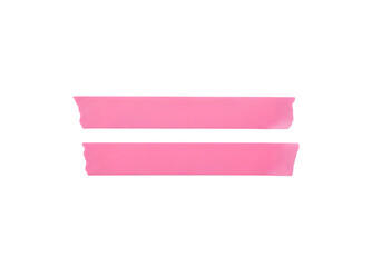 Fototapeta premium Pink transparent adhesive tape strips isolated on white background for design mockup