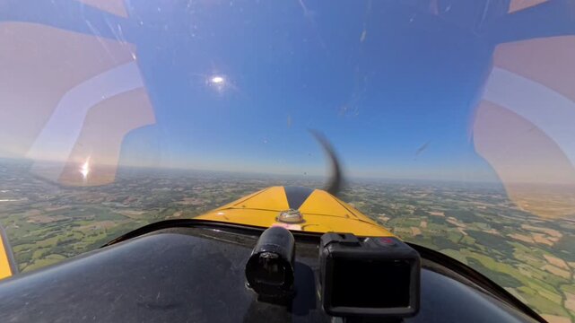 Cockpit view of aerobatic figure in a Cap10 Airplane