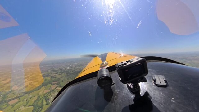 Cockpit view of aerobatic Flight in a Cap10 Airplane