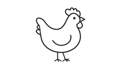 A simple line drawing of a smiling chicken