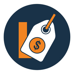 Price tag with dollar sign on white and orange label  business and finance symbol icon
