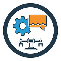 Robotics engineering communication technology gear icon set in circle frame icon