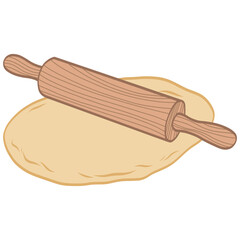 Rolling Pin on Dough Flour Illustration