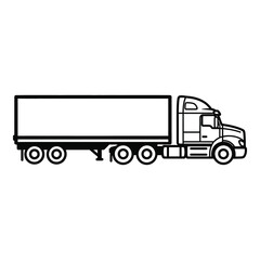 Semi truck with trailer on white background for logistics concepts icon