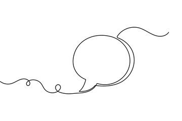Obraz premium Speech bubble continuous one line drawing and minimalist style isolate outline vector illustration 