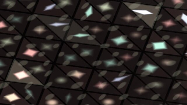 Abstract Triangular Grid with Moving Shapes and Soft Light Effects