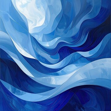 Abstract blue swirls, fluid, depth