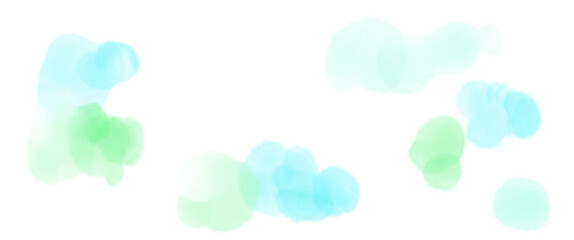 水色と黄緑の水彩にじむ爽やかなバナー素材イラスト