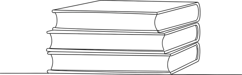 Obraz premium Stack of books education concept continuous line drawing vector 