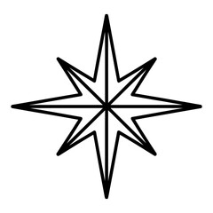 Obraz premium Compass Rose Star Minimalist Line Art Navigation and Travel Symbol Black and White Vector Illustration