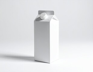 Plain white gable top carton with cap, angled view on white
