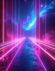 Fototapeta premium Neon road to cosmos