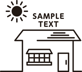 家のモノクロ線画ヘッダー装飾