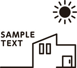 不動産チラシ用家の線画タイトル枠