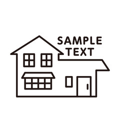 不動産チラシ向け家の線画見出し装飾