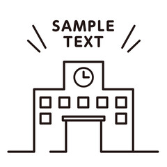 学校建物アイコンのミニマルタイトル装飾素材