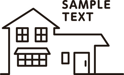 シンプル住宅線画の広告用見出し素材