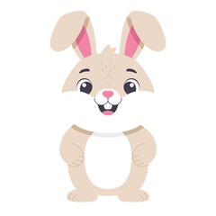 Obraz premium Cute standing rabbit, full length. Flat color Illustration on a transparent background