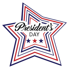 Modern Outlined Star with Presidents Day Script Typography
