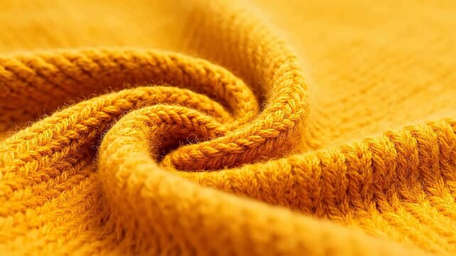 Closeup of yellow knitted fabric
