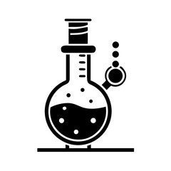 Obraz premium Laboratory Round Bottom Flask Icon – Chemical Research Symbol