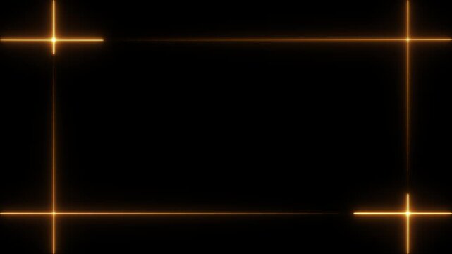 Orange Neon Rectangle Frame With Cross Lines On Black Background border
