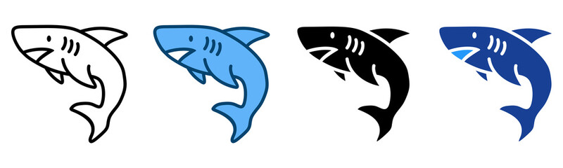 Fototapeta premium Shark Icon Multiple Style Vector Collection 