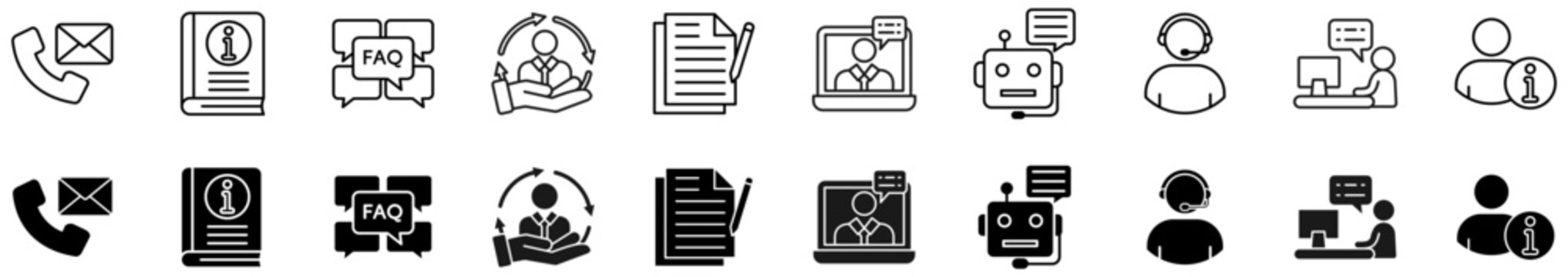 Customer service icon set. Support and assistance symbol.