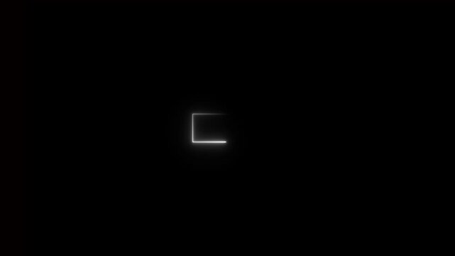 White Neon L- Shape Outline Glowing on Black Background Keywords: abstract, background, black, bright, center, clean, corner, design, element, glowing, graphic, horizontal, icon, illumination