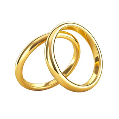 Two Interlocking Gold Wedding Rings Together.