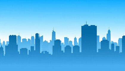 Obraz premium Cityscape Silhouette in Blue Gradient