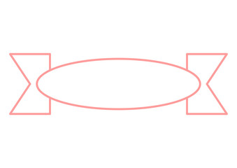 ギフトやセール・ピンク色のリボンと楕円形の見出しフレーム・エンブレム・タイトル枠