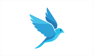 Obraz premium Blue bird in flight with wings spread.